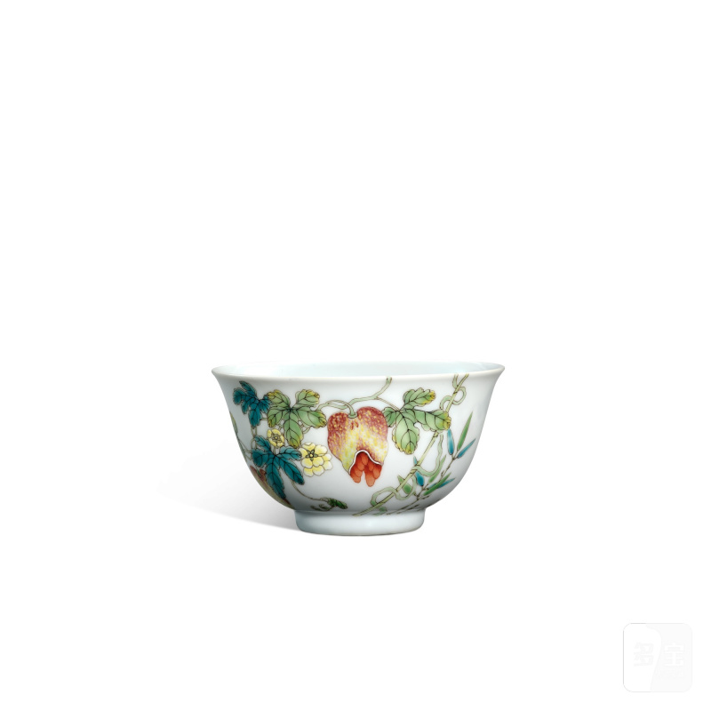 A famille-rose 'balsam pear' bowl, Seal mark and period of Qianlong | 清乾隆 粉彩過枝癩瓜紋盌 《大清乾隆年製》款 - 图1